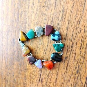 Handmade Gemstone In Multi Color Silver Bracelet